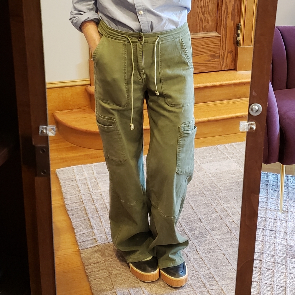 Carly Jean Los Angeles Olive Green Wide-Leg Cargo Pants